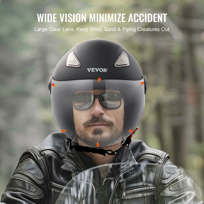 Casco de moto VEVOL 3/4 con visera - para jóvenes y adultos - L