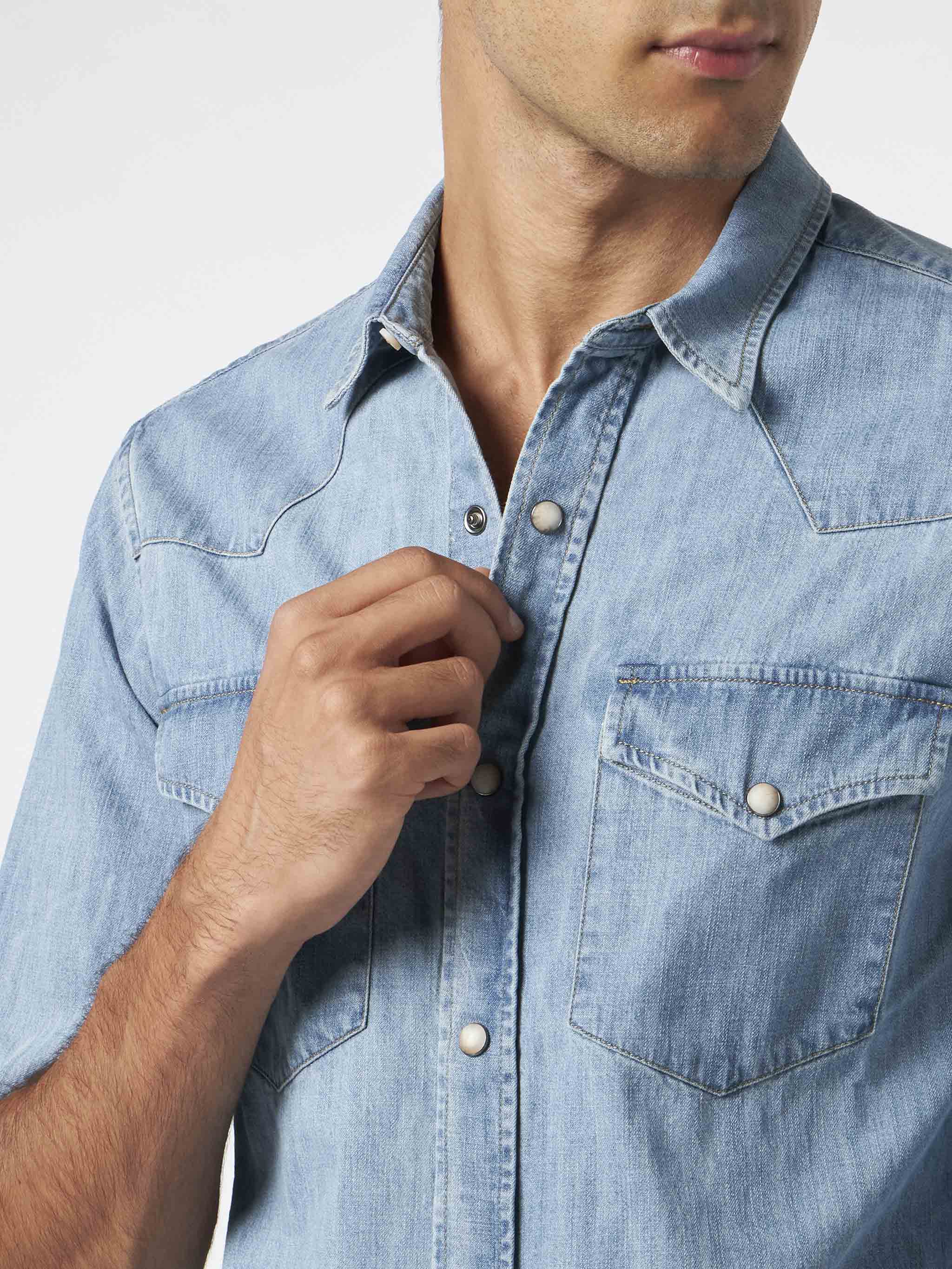 Camicia da uomo in cotone denim