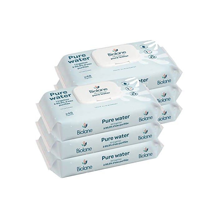 Lingettes bébé - Biolane - Pure Water - À l'eau purifiée - Peaux sensibles - Fabriqué en France