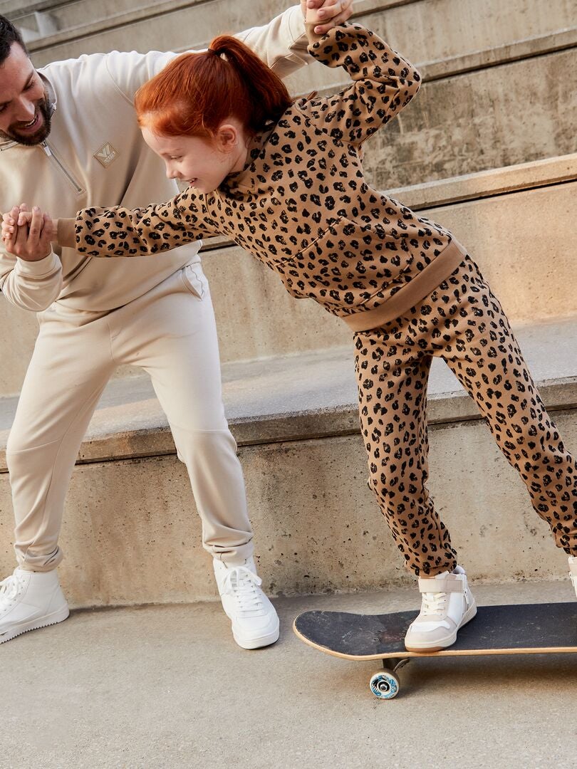 Joggingbroek met luipaardprint - BRUIN