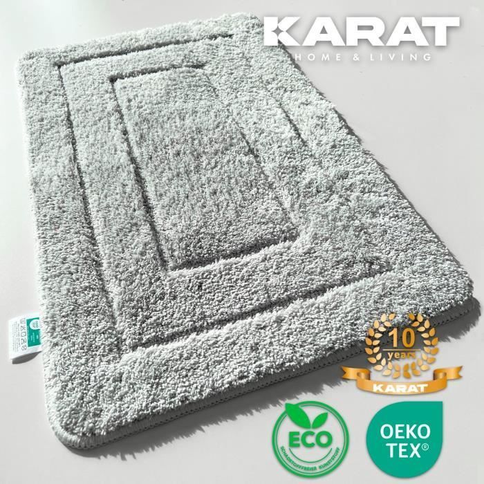 Atlantis Rectangular Bath Mat with Non-Slip Backing, Silver Grey, 40 x 60 cm