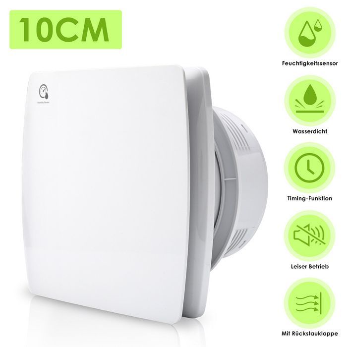 Ventilador de ambiente Yaskilosiu con sensor de humedad, ventilador silencioso de 100 mm para baño, accesorio de ventilación