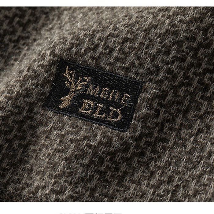 Suéter para hombre, suéter de punto cálido de manga larga para hombre con forro polar, suéter básico casual de cuello redondo ajustado - Negro