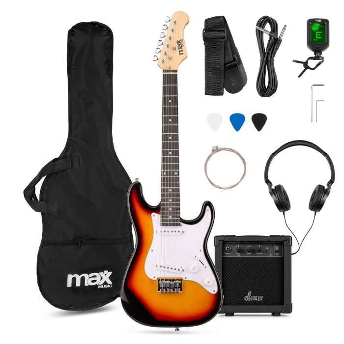 MAX GigKit Junior 3/4 Sunburst E-Gitarre für Kinder mit 20-Watt-Verstärker