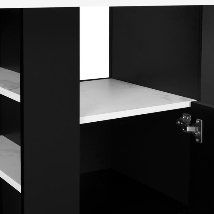 IDMARKET UGO 110cm Central Island in Marble and Black ALASKA Finish with Storage