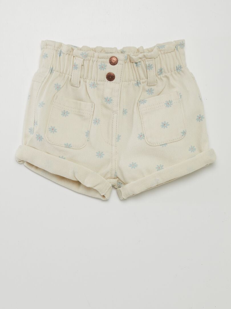 Gerimpelde denim shorts - WIT