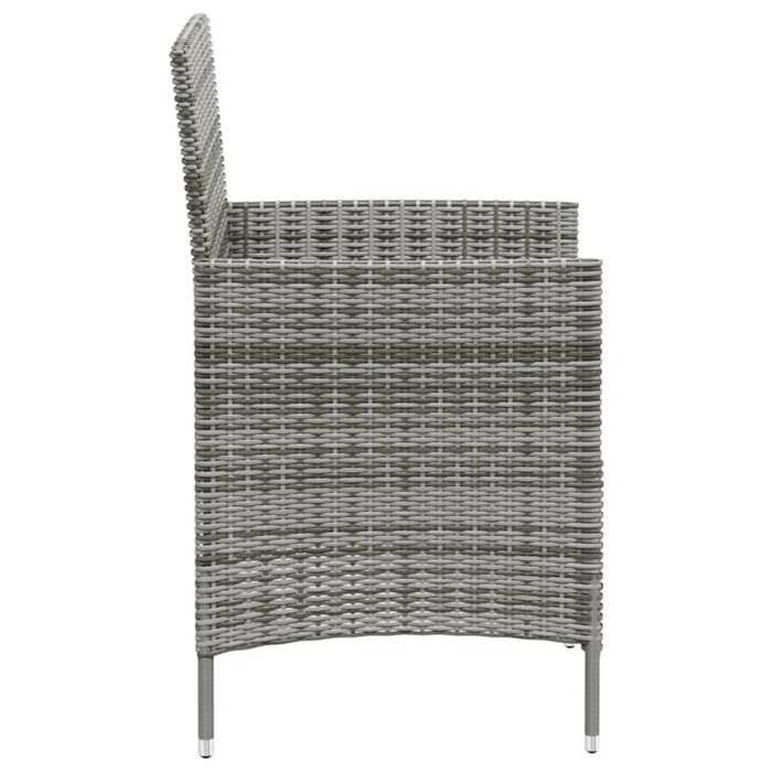 Conjunto de comedor de exterior - vidaXL - Resina de mimbre - Gris - Mesa 90x90x75 cm - Silla 61x60x88 cm