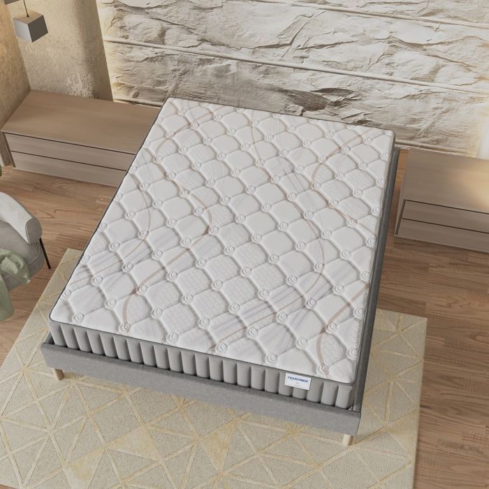 Matras + Bedbodem (140 x 190 cm) - Sirius Natuurlijk Latex Matras 16 cm + Stabiele & Robuuste Houten Bedbodem, Grijze Stoffen Hoes