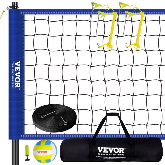 Red de voleibol - VEVOR - Red de voleibol portátil para exteriores con poste de altura ajustable y bolsa, para jardín, playa y césped.