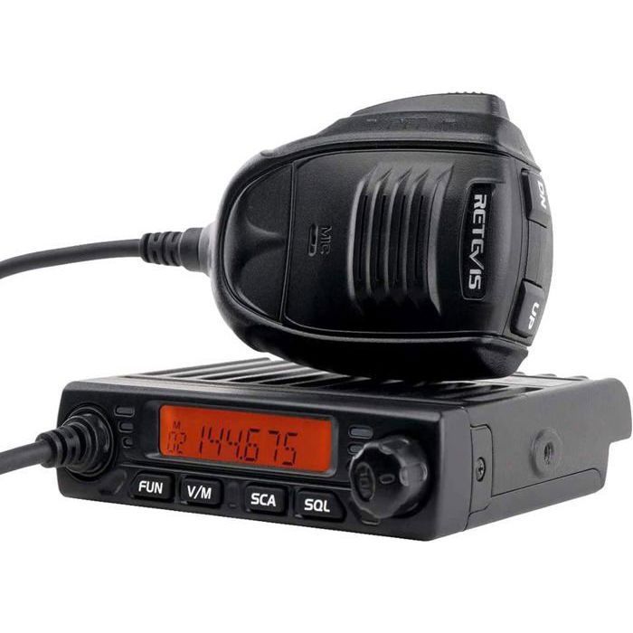Retevis RT98 Talkie Walkie, Mini Mobile Transceiver 199 Canaux CTCSS/DCS DTMF Mini Mobile Radio avec Microphone (Noir)