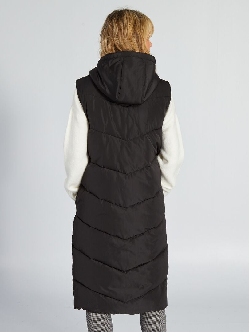 Mouwloos donsjack met capuchon - ZWART