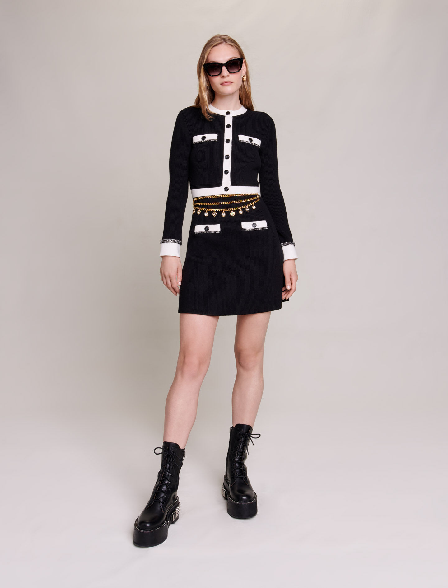 Rochie scurtă tricotată - Neagră