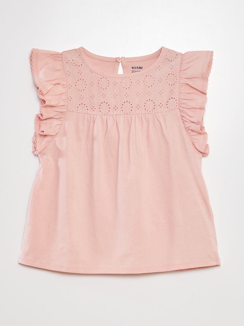 Camiseta com bordado - ROSA
