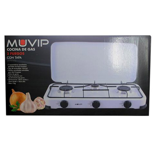 Fogão a gás branco Muvip com 3 bocas