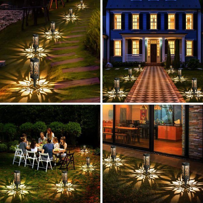Buitenverlichting op zonne-energie, 6 stuks tuindecoratie op zonne-energie met warm wit licht, IP65 waterdichte lampen