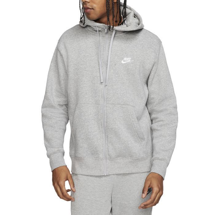 Men's NIKE CLUB GREY Zip-Up Hoodie