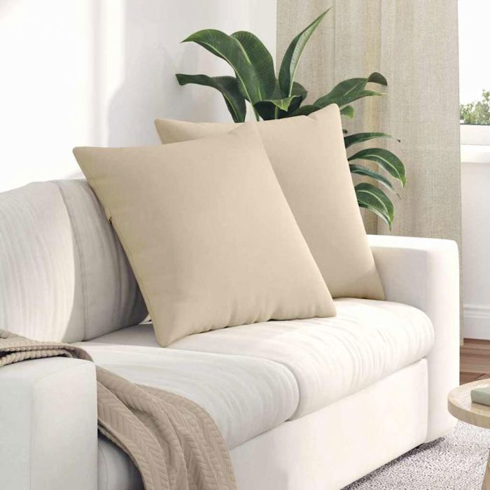 VidaXL Lot de 2 coussins canapé 60 x 60 cm crème - polyester, housses amovibles lavables