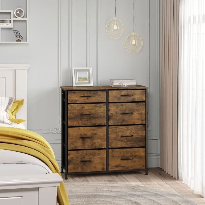 WOLTU Commode - MDF Kast - 8 Stoffen Laden - Metalen Frame - Rustiek Bruin W0ITT0094