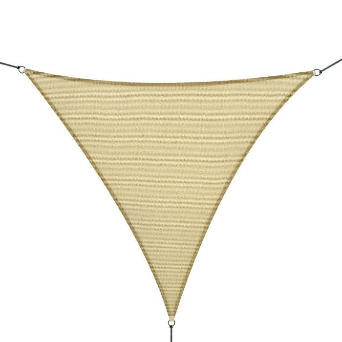 Voile d'ombrage - Outsunny - triangulaire grande taille 4x4x4 m haute densité anti-UV - PE - sable