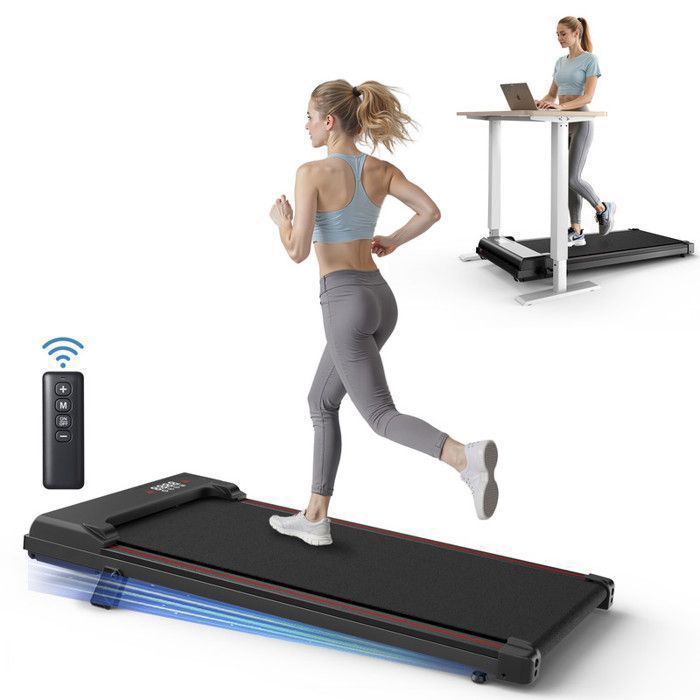 Tapis de course avec  8% d'inclinaison - 3 en 1 Tapis de marche bis 130KG - 1-8 km/h réglable - Surface 38.5 x 90 cm - Noir