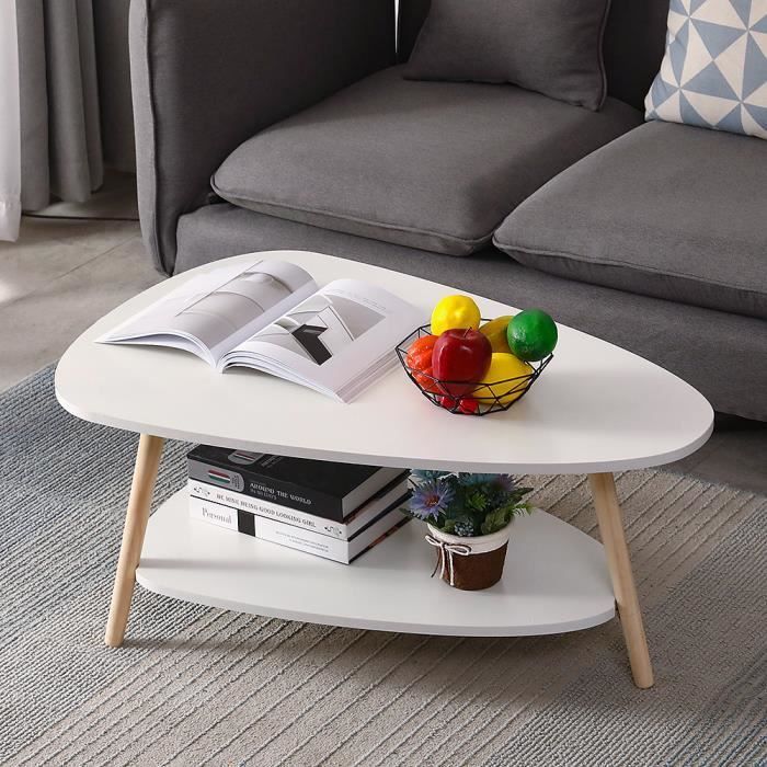 Mesa de centro de design contemporâneo - XJING - Preto e branco - Retangular - 90x60x40cm