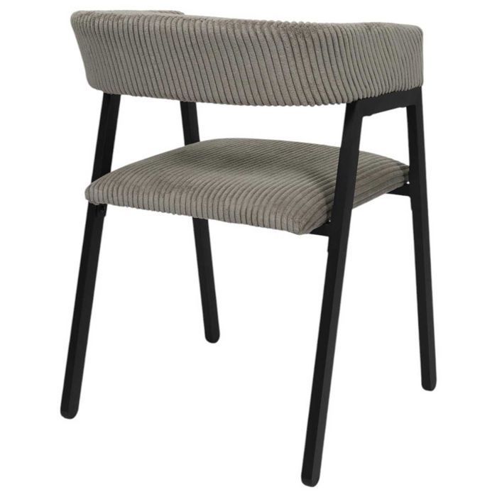 Juego de 2 sillas de comedor de diseño en metal y pana color topo - AMORY