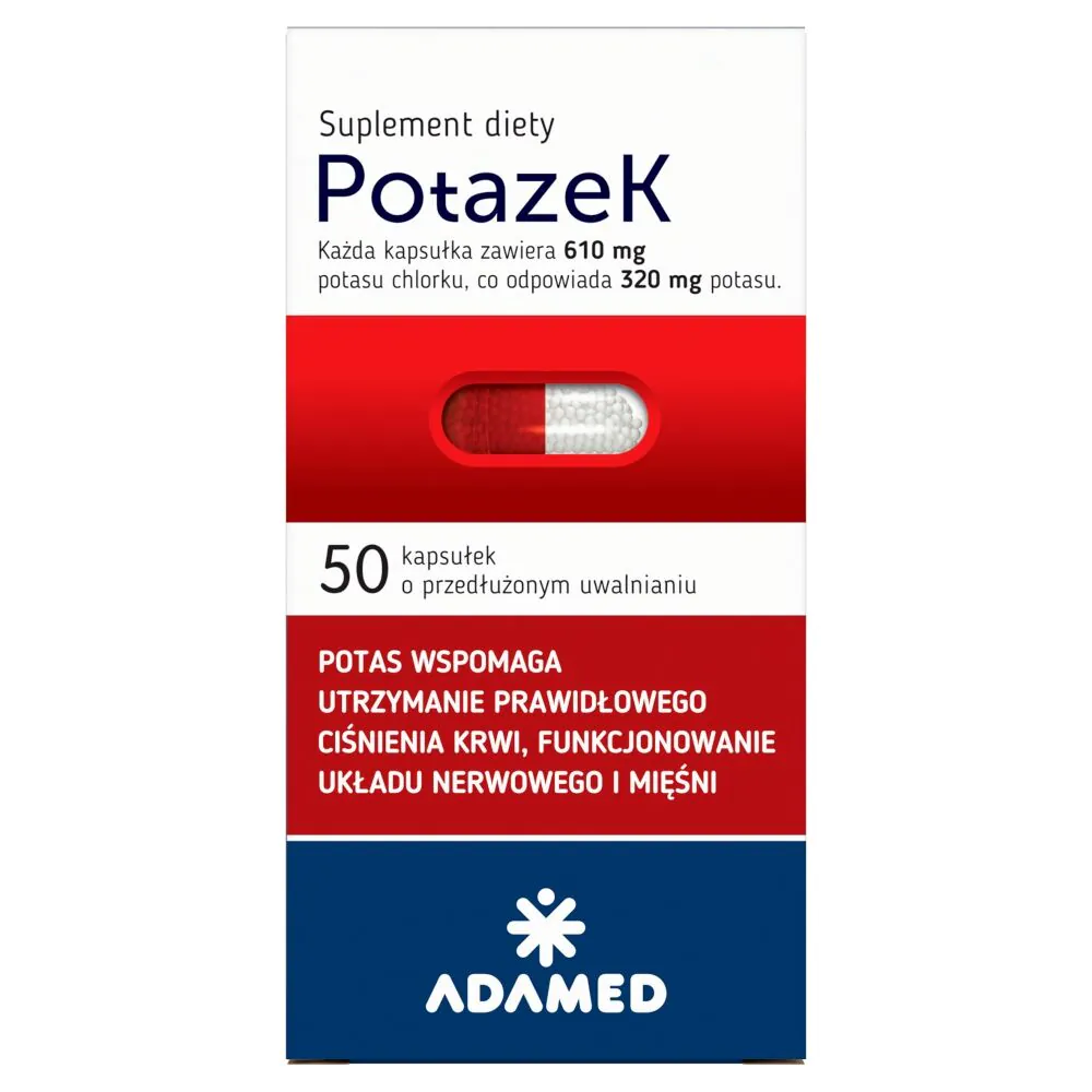 Potazek 610 mg Chlorku potasu 50 Kapsułek o przedłużonym uwalnianiu