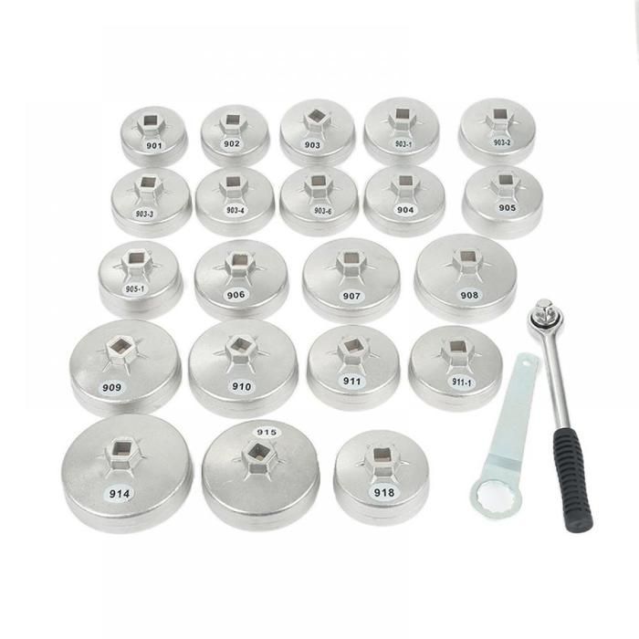 Juego de 23 llaves para filtros de aceite - ERROLVES - Plata y azul - Llave para tapa de compartimento