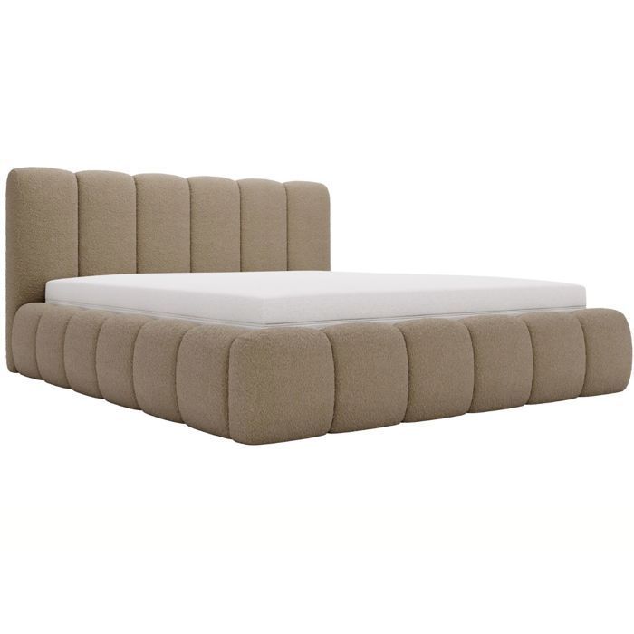 Struttura letto - Tessuto a trama a ricciolo - Rete a doghe - Letto marrone - Cloud 180x200