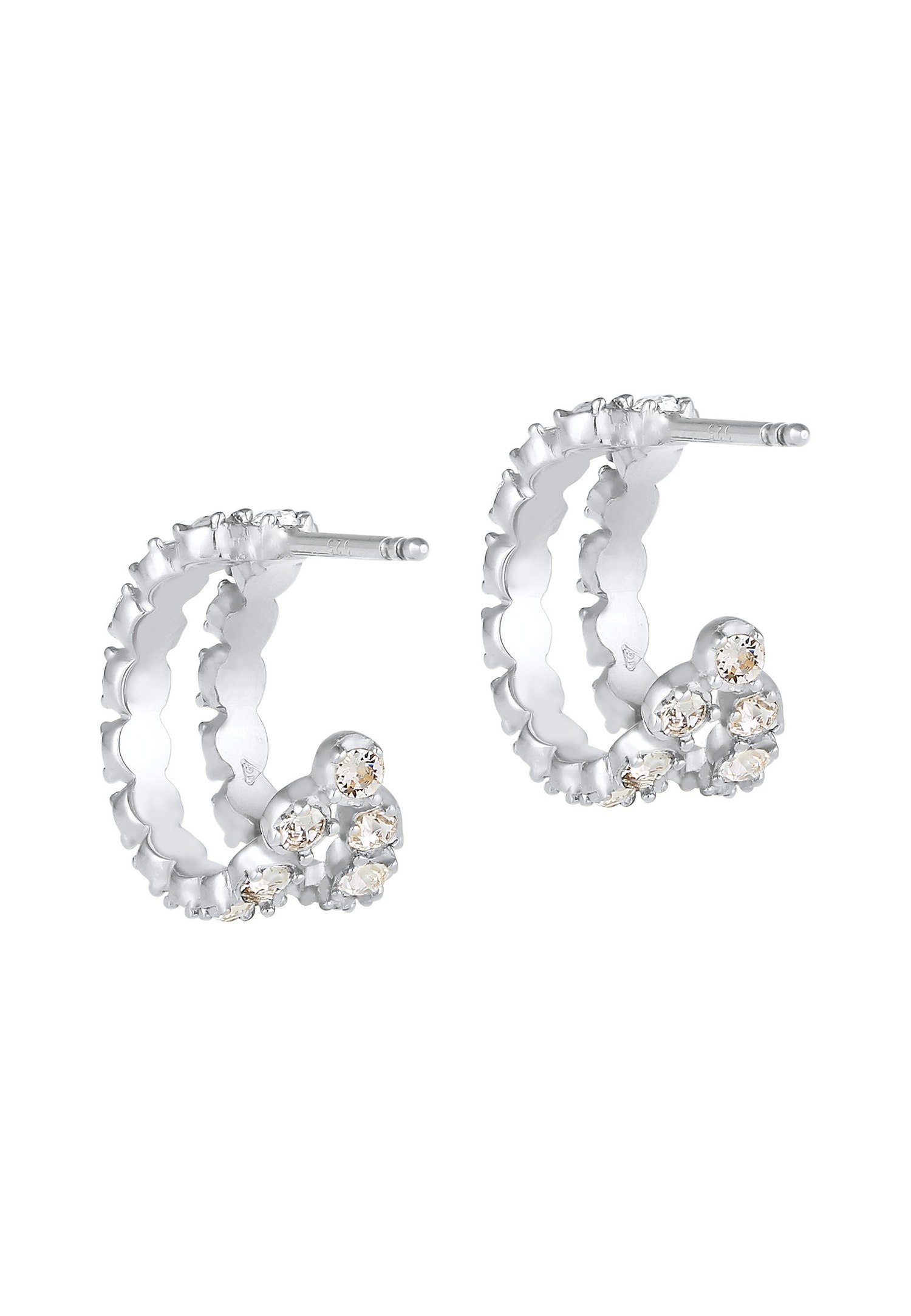 Elli Femmes créoles Edel Mini avec cristaux en argent sterling 925