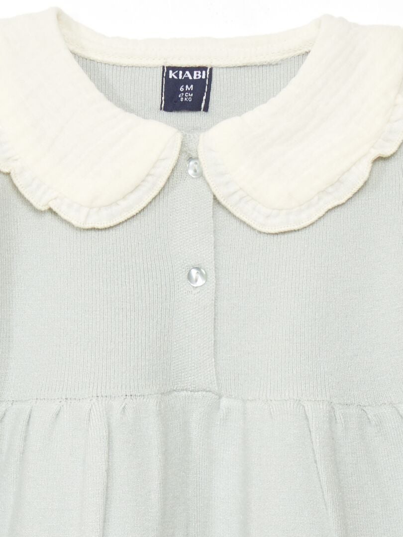 Vestido de malha leve com gola Claude - AZUL