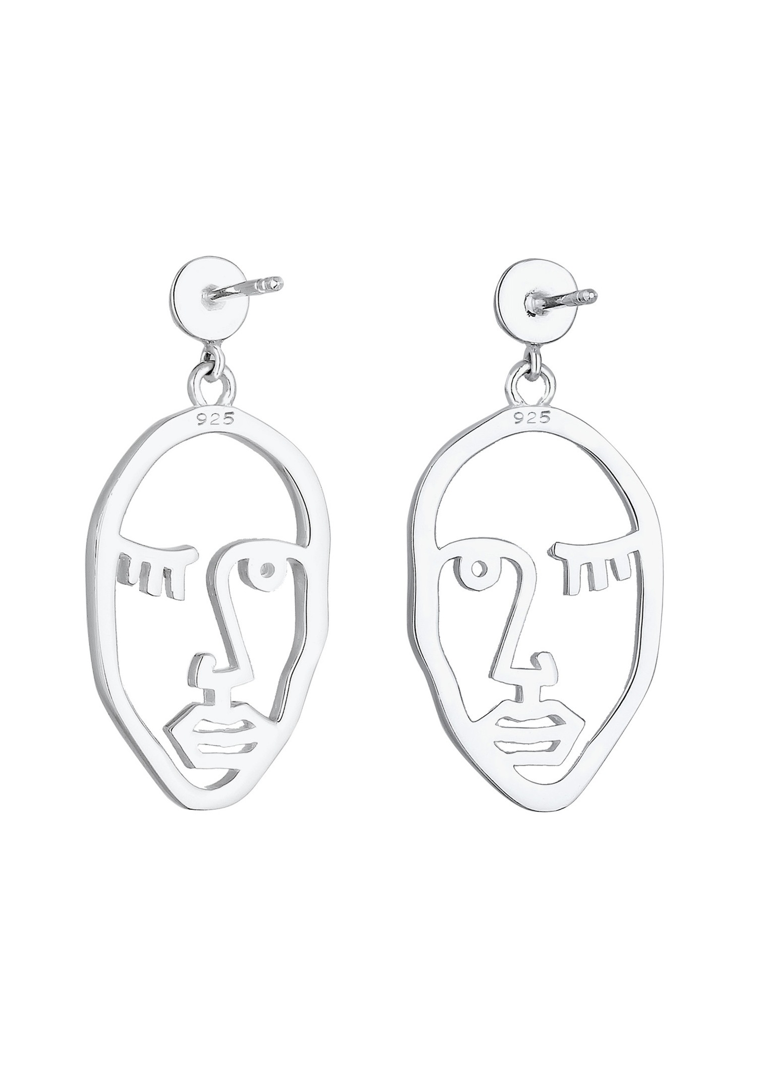 Elli Clin d'œil Visage Filigrane Boucles d'Oreilles Femme - (925/1000) Argent