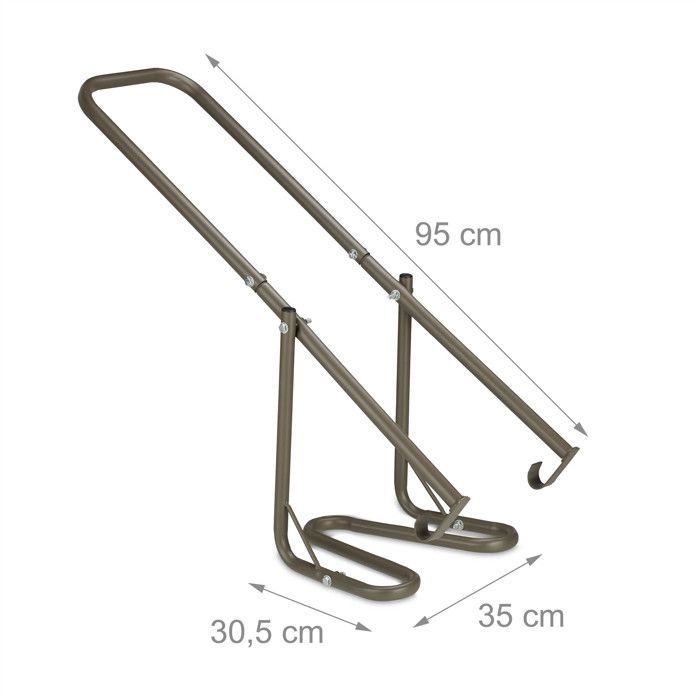 Relaxdays Compacteur déchets, pour poubelle, écraseur ordure, non recyclable, 41x35x95cm,plastique, manuel, acier, brun
