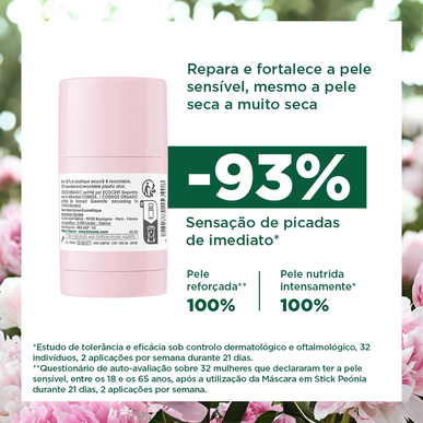 Klorane Peony Stick Mask, økologisk peonmaske, lindrende for sensitiv hud, 25 g