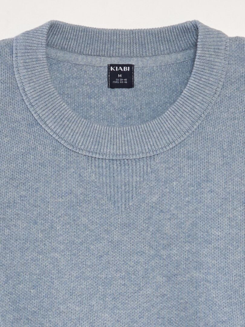 Gebreide trui met ronde hals - BLAUW
