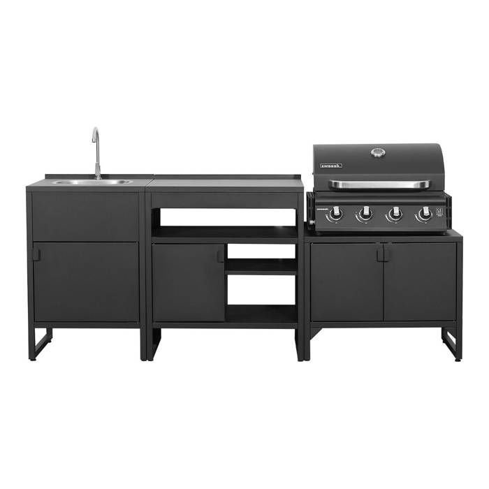 Cuisine extérieure 3 modules acier inoxydable avec barbecue gaz 4 brûleurs KEA