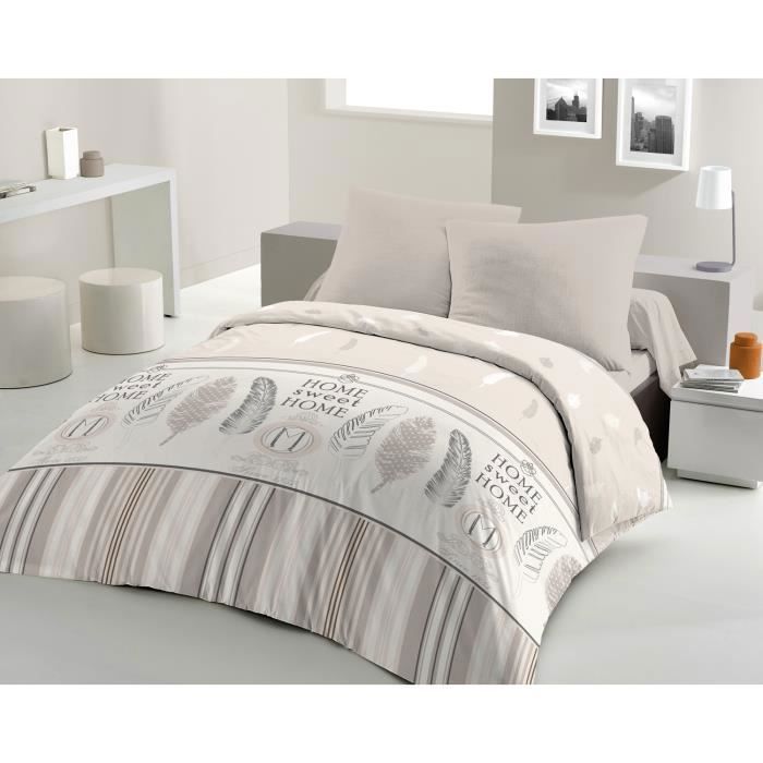Parure de couette 3 pièces - Housse de couette + 2 taies d'oreiller Home sweet Home- 240x260 cm
