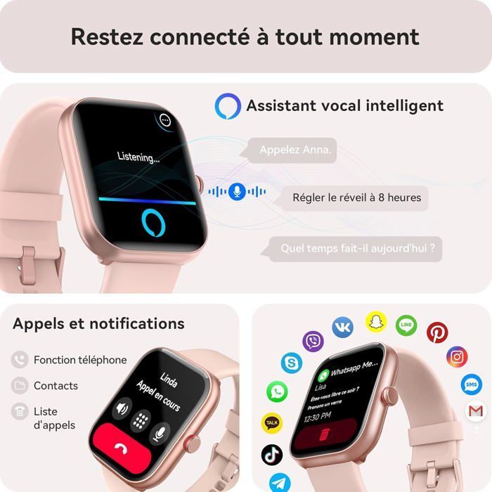 Smartwatch da donna per Samsung, iPhone, Android, schermo da 1,91