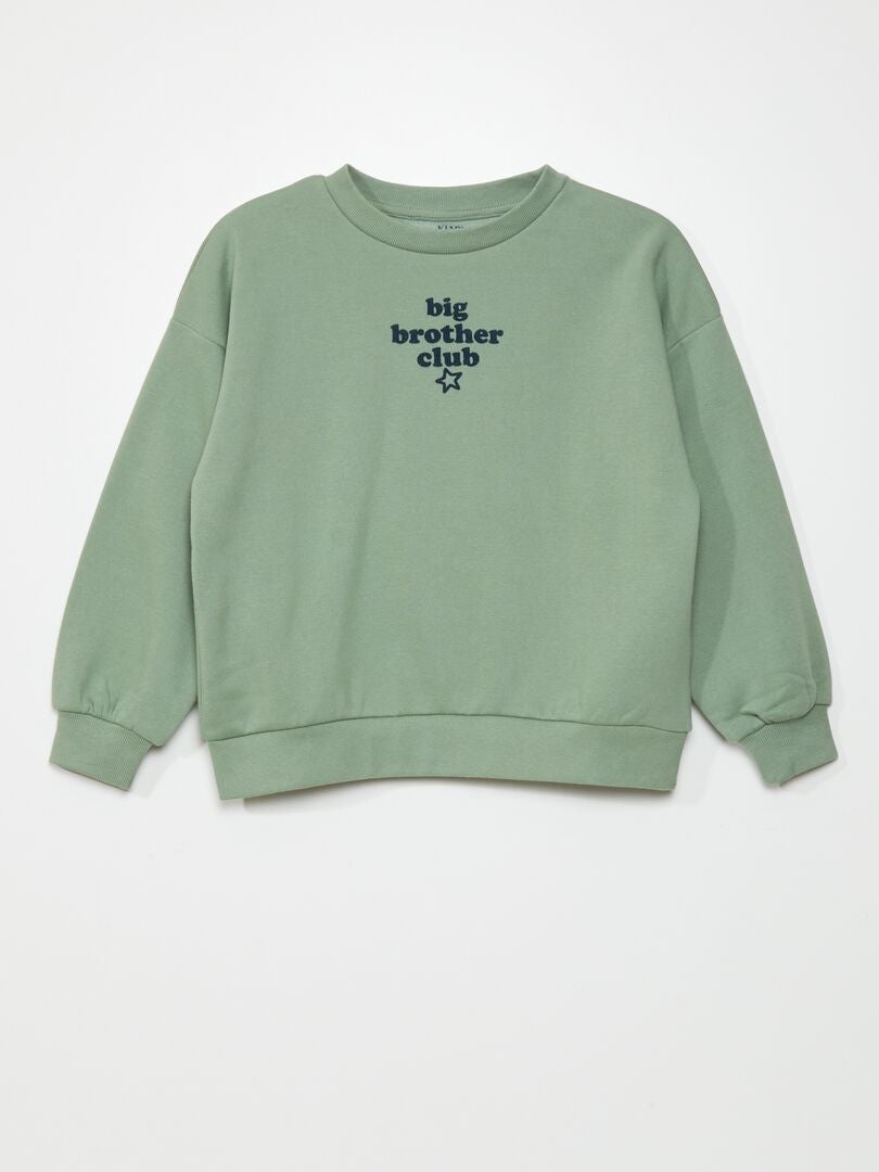 Sudadera de tejido polar con inscripción - VERDE