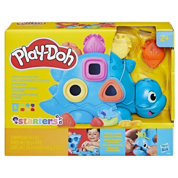 Play-Doh Starters Dino des formes et couleurs, loisirs créatifs de pâte à modeler pour enfants, Classique, dès 3 ans