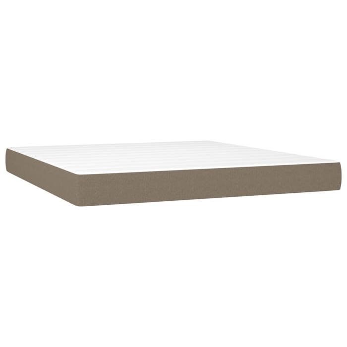 Bed base with mattress - vidaXL - 180x200 cm - Taupe - Polyester fabric - Pocket springs - Medium-firm support