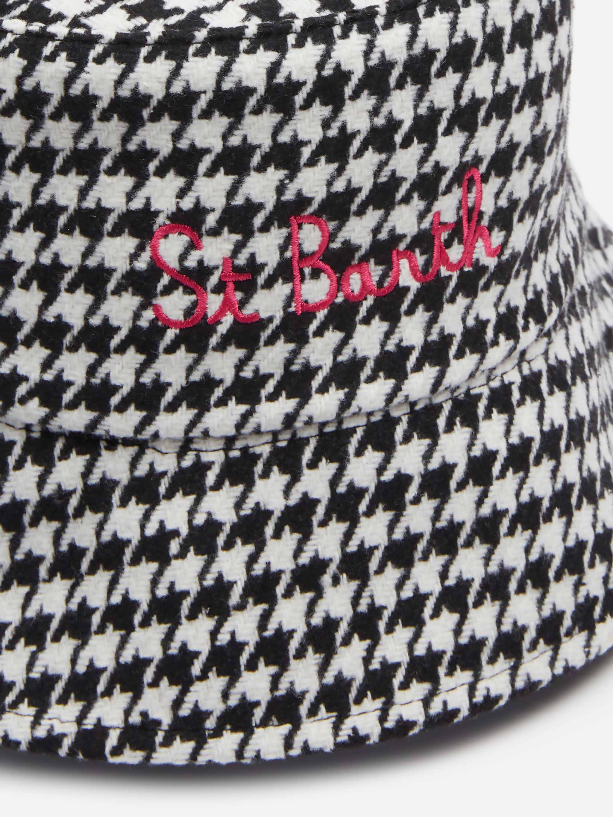 Jude bucket hat met pied-de-pouleprint