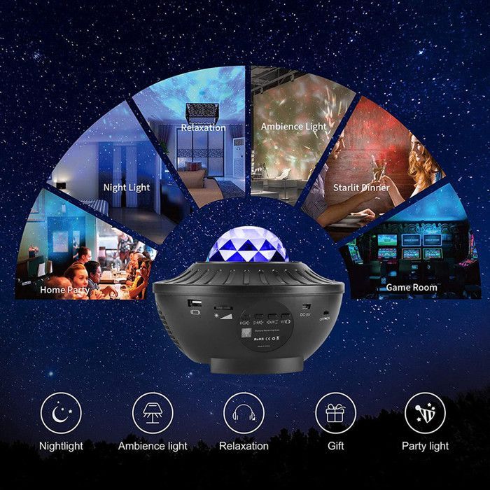 Proyector de cielo estrellado LED Galaxy - con control remoto, 21 modos de luz - altavoz Bluetooth - para niños y adultos