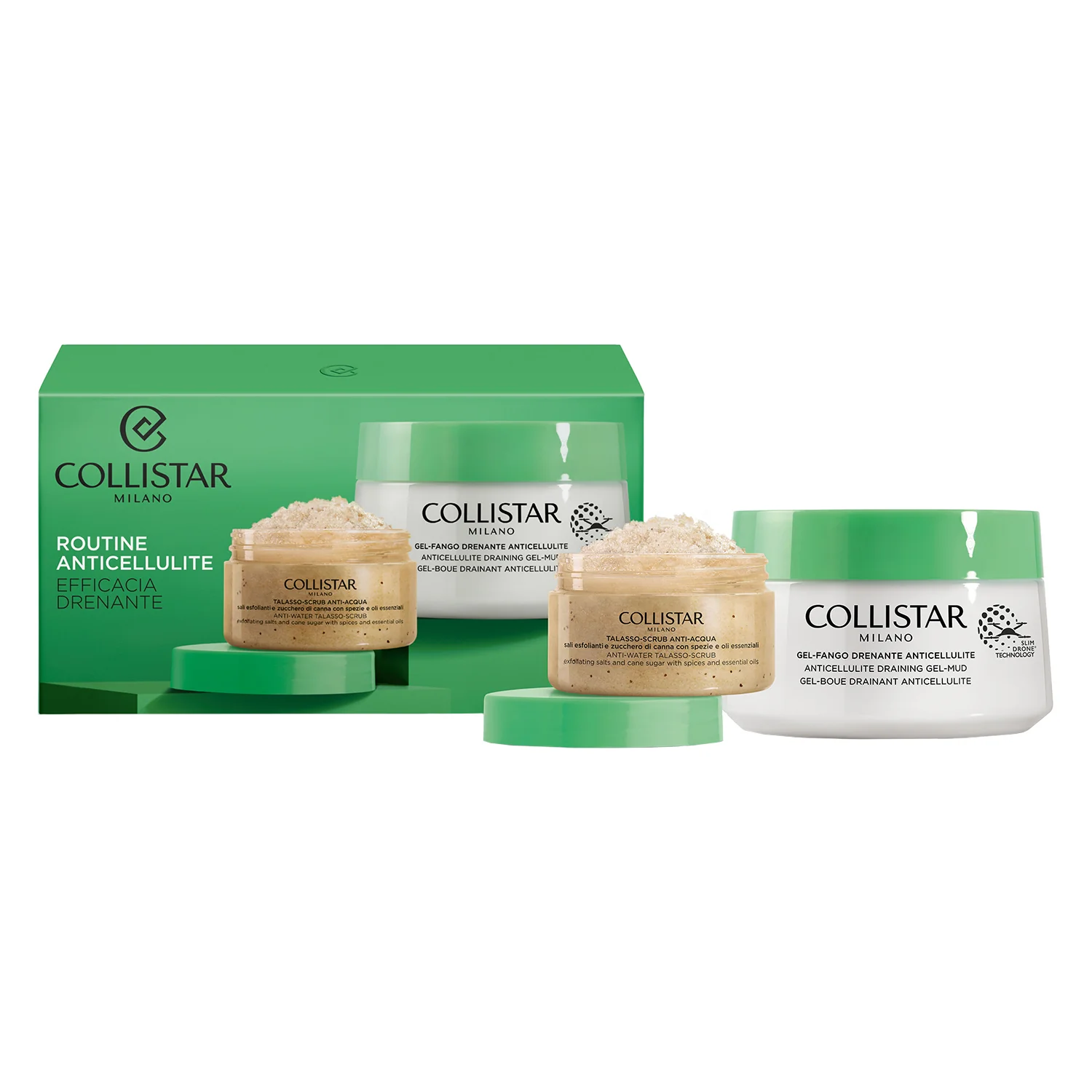 Corpo Cofanetto Routine Anticellulite Efficacia Drenante - Cofanetto Corpo, Gel corpo anticellulite, Fango Anticellulite, Fango Rimodellante, Esfoliante
