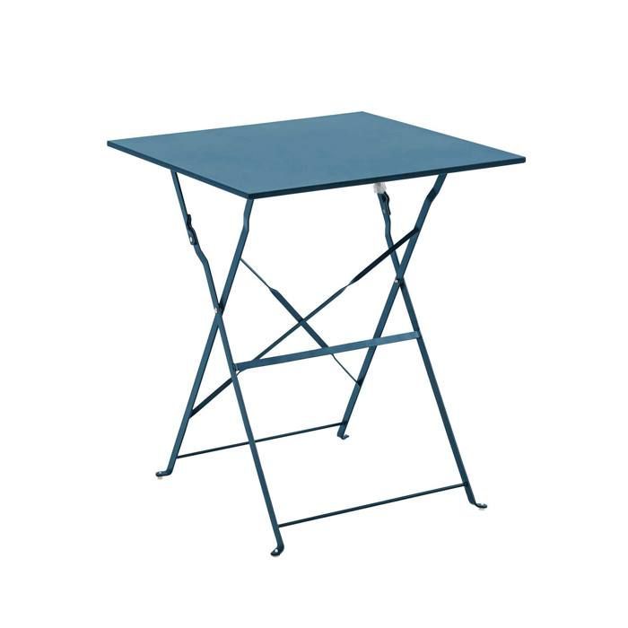 Tavolo da giardino e 2 sedie in acciaio, 60 cm, blu Pacifico - Oviala