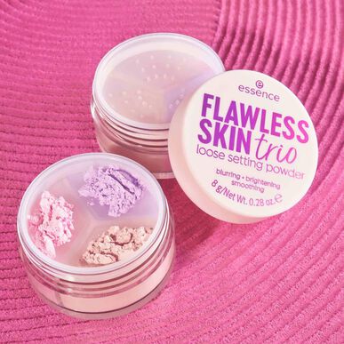 Essence Flawless Skin Trio Løst pudder, lysnende og glattende, 8 g