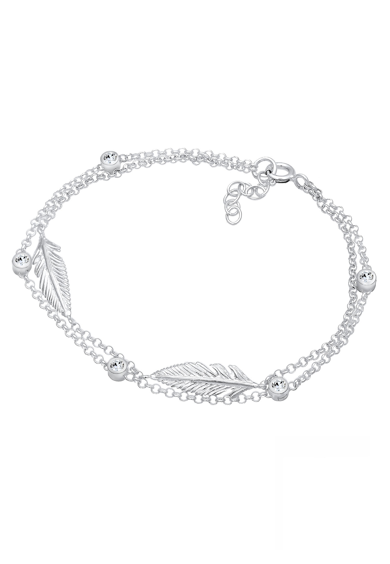 Elli Femmes pendentif plume Layer avec cristaux en argent sterling 925
