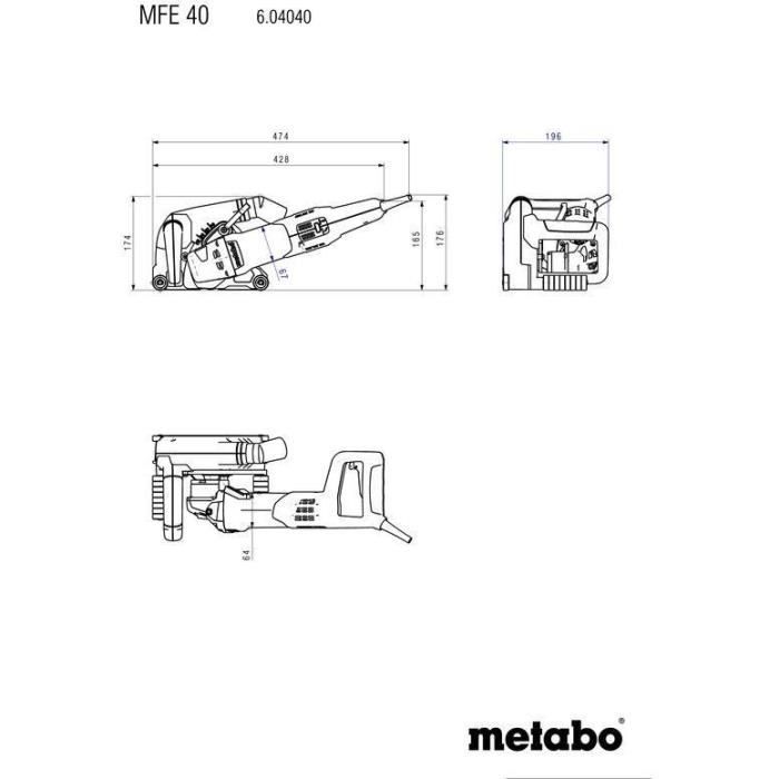Rainureuse à béton - METABO - MFE 40 - 2 meules diamantées - Profondeur de coupe 40 mm - Filaire