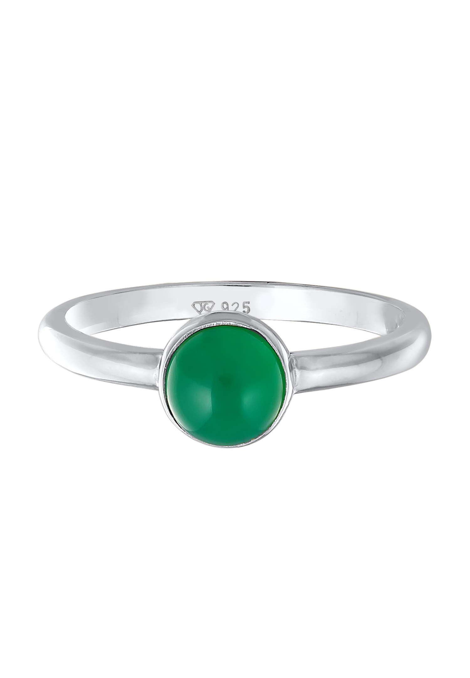 Elli PREMIUM Elli PREMIUM Bague Femmes Solitaire Basic Vert avec Agate pierres précieuses en argent sterling 925 rhodié