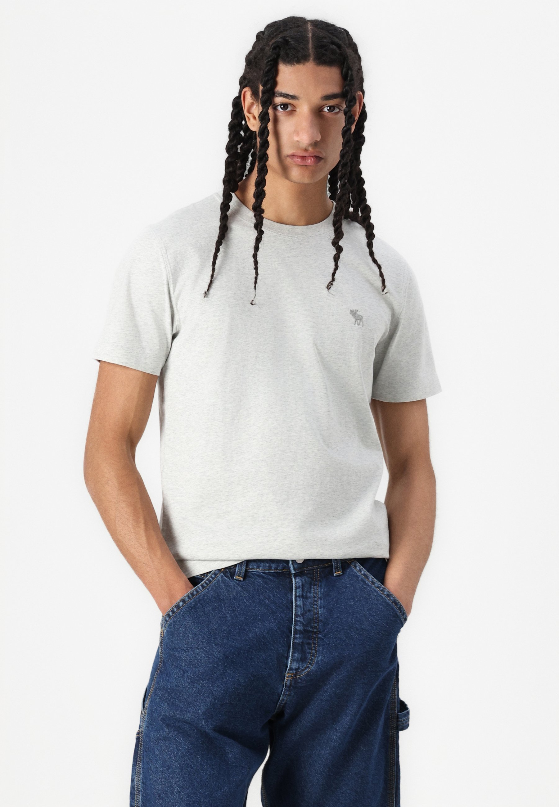Abercrombie & Fitch PUFFY MOOSE ICON CREW - Basic T-shirt - grijs